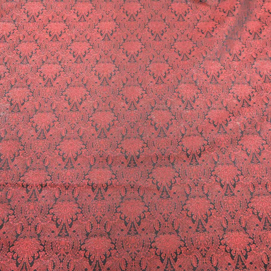 Red and Black Jacquard Textured Brocade Fabric | Fabric Store Miami