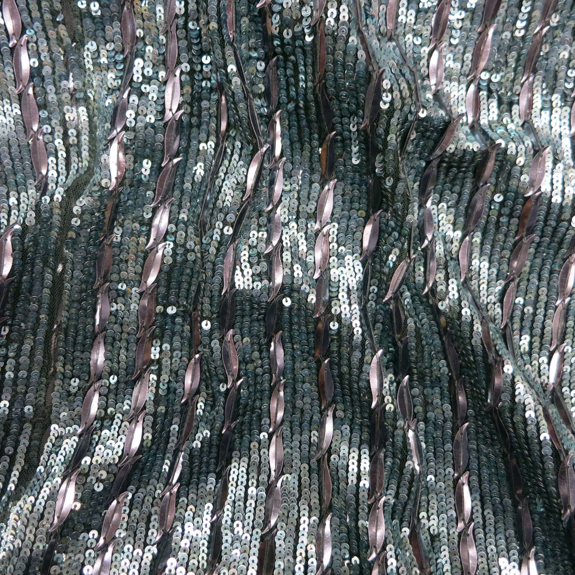 Davy Grey Titanamium Heavily Embroidered Fabric | Rex Fabrics