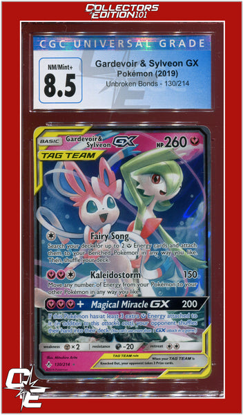 Unbroken Bonds 204 Full Art Gardevoir & Sylveon GX PSA 9