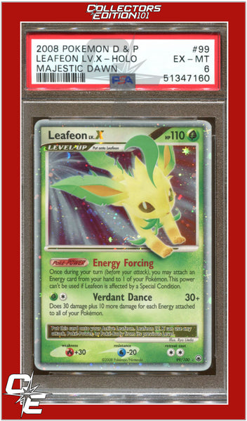 Mavin  Leafeon LV X. Majestic Dawn Pokemon Card 99/100 PSA 7 Near