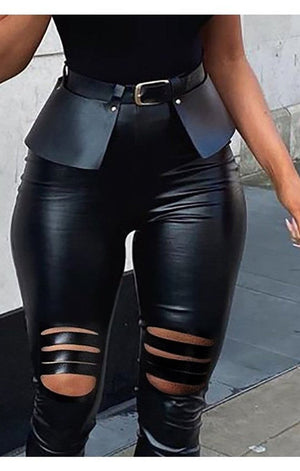 High Waist PU Leather Skinny Pants With Belt – TealDiamondBoutique