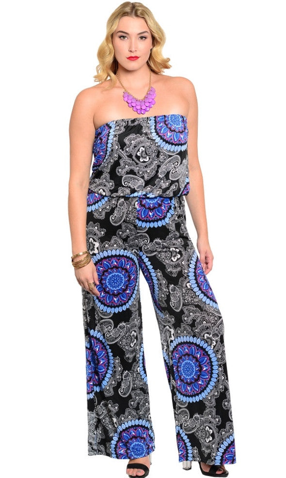 Black & Blue Strapless Jumpsuit - Final Sale – ClayViz Fashion Boutique