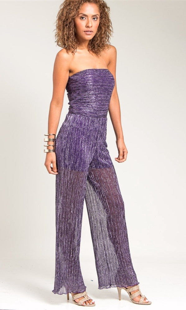 purple metallic jumpsuit