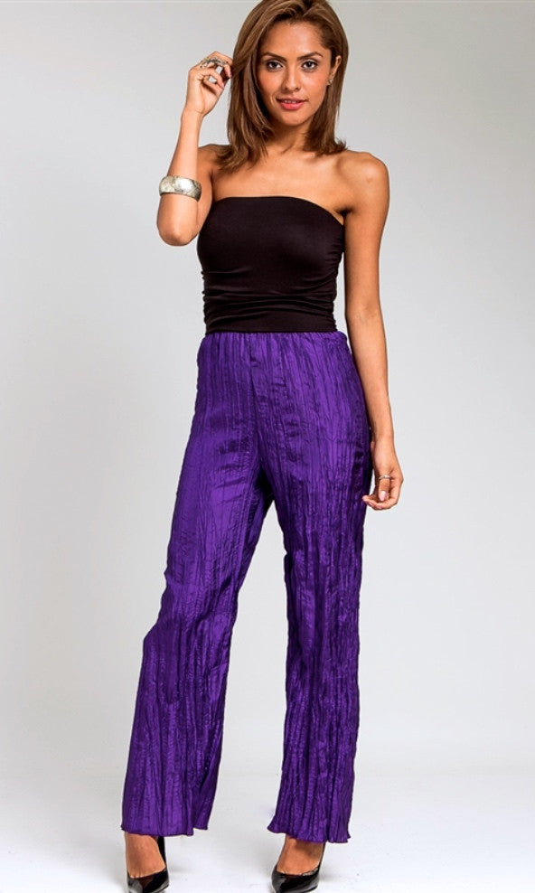 purple strapless jumpsuit