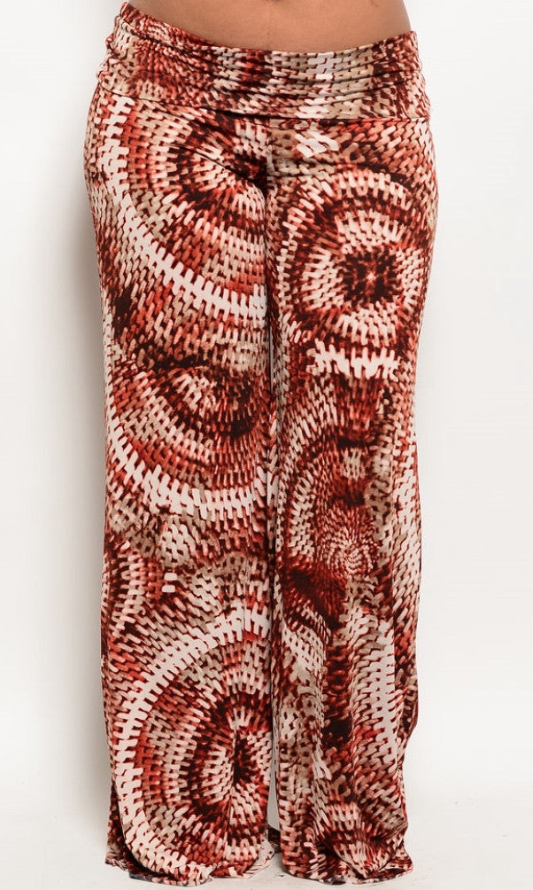 Rust & White Pattern Print Pants – ClayViz Fashion Boutique