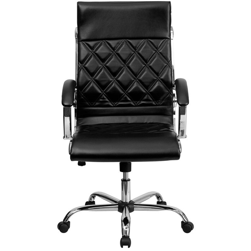 High Back Designer Black Leather Executive Office Chair With