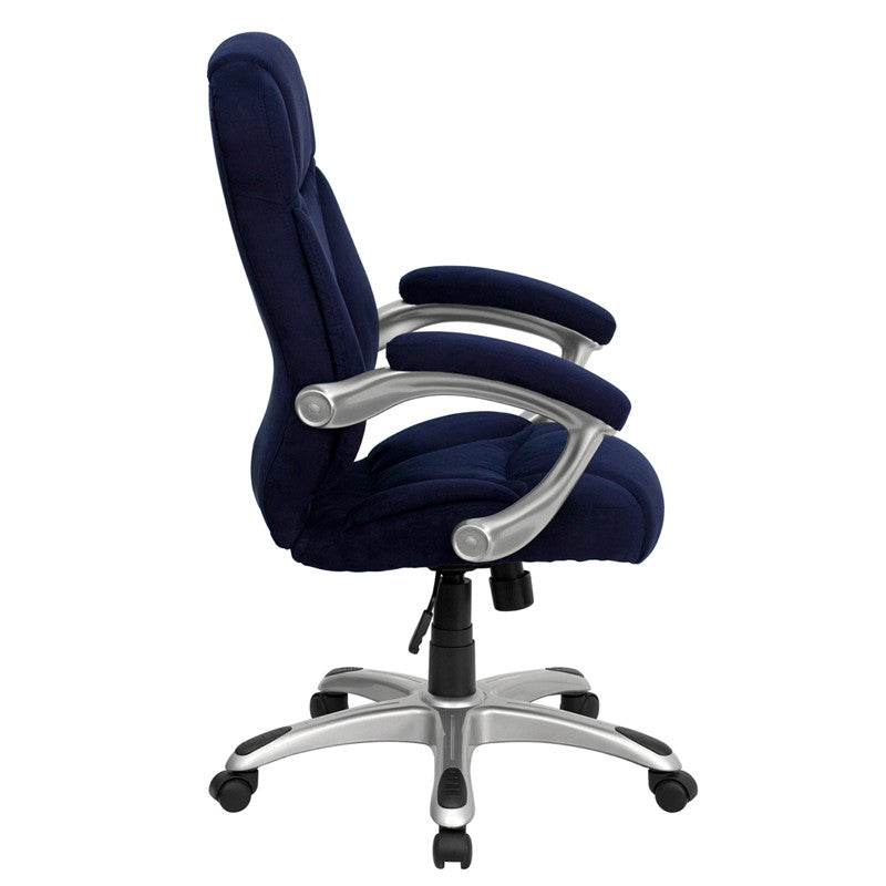High Back Navy Blue Microfiber Upholstered Contemporary Office