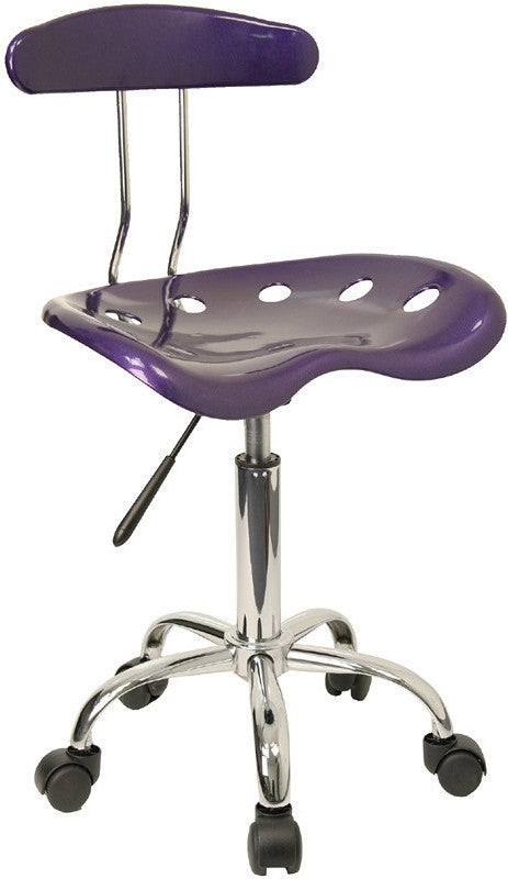 Vibrant Violet And Chrome Computer Task Chair With Tractor Seat