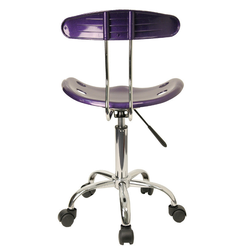 Vibrant Violet And Chrome Computer Task Chair With Tractor Seat