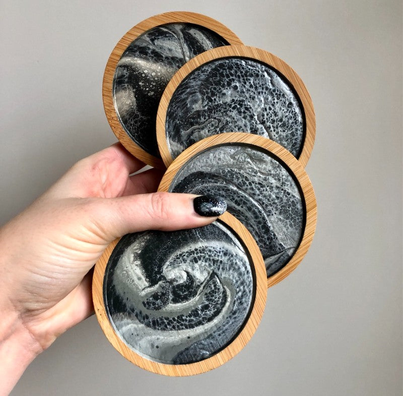 Image of pour painted coasters