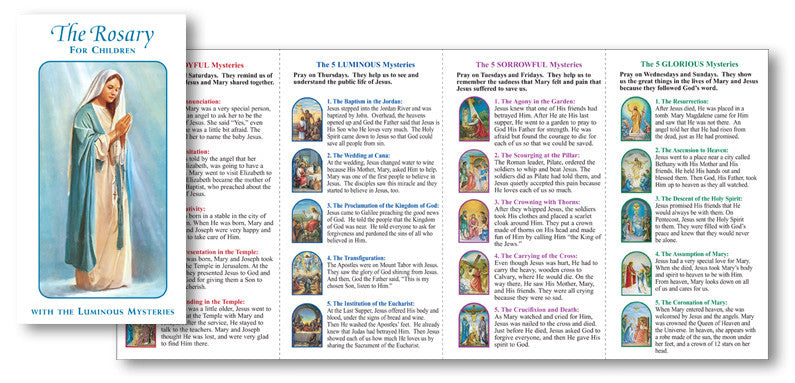 Rosary for Children Folder with the Luminous Mysteries diagram of water baptism 