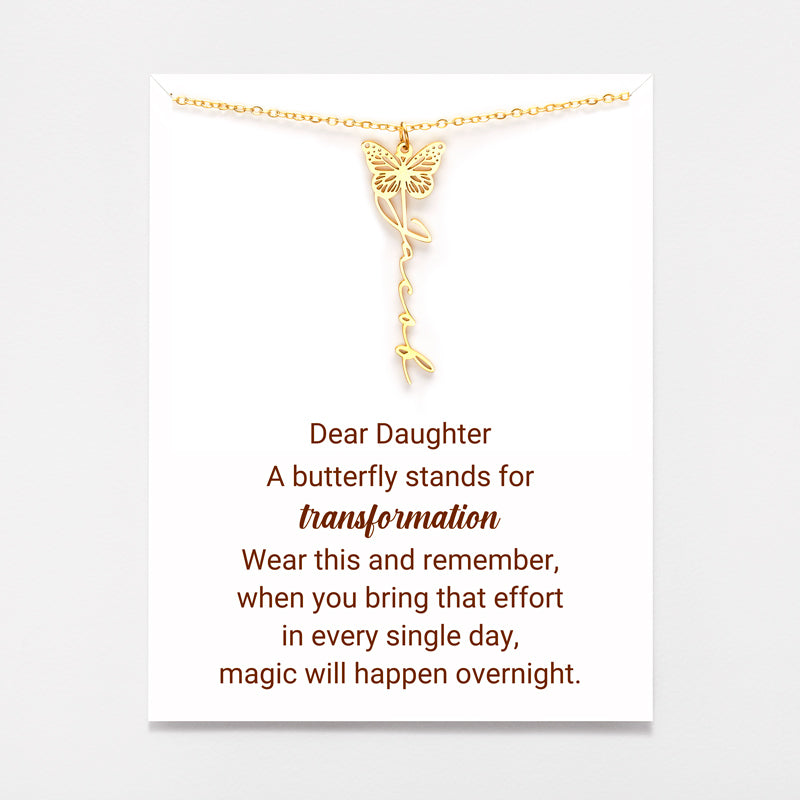 Birth Butterfly Name Necklace