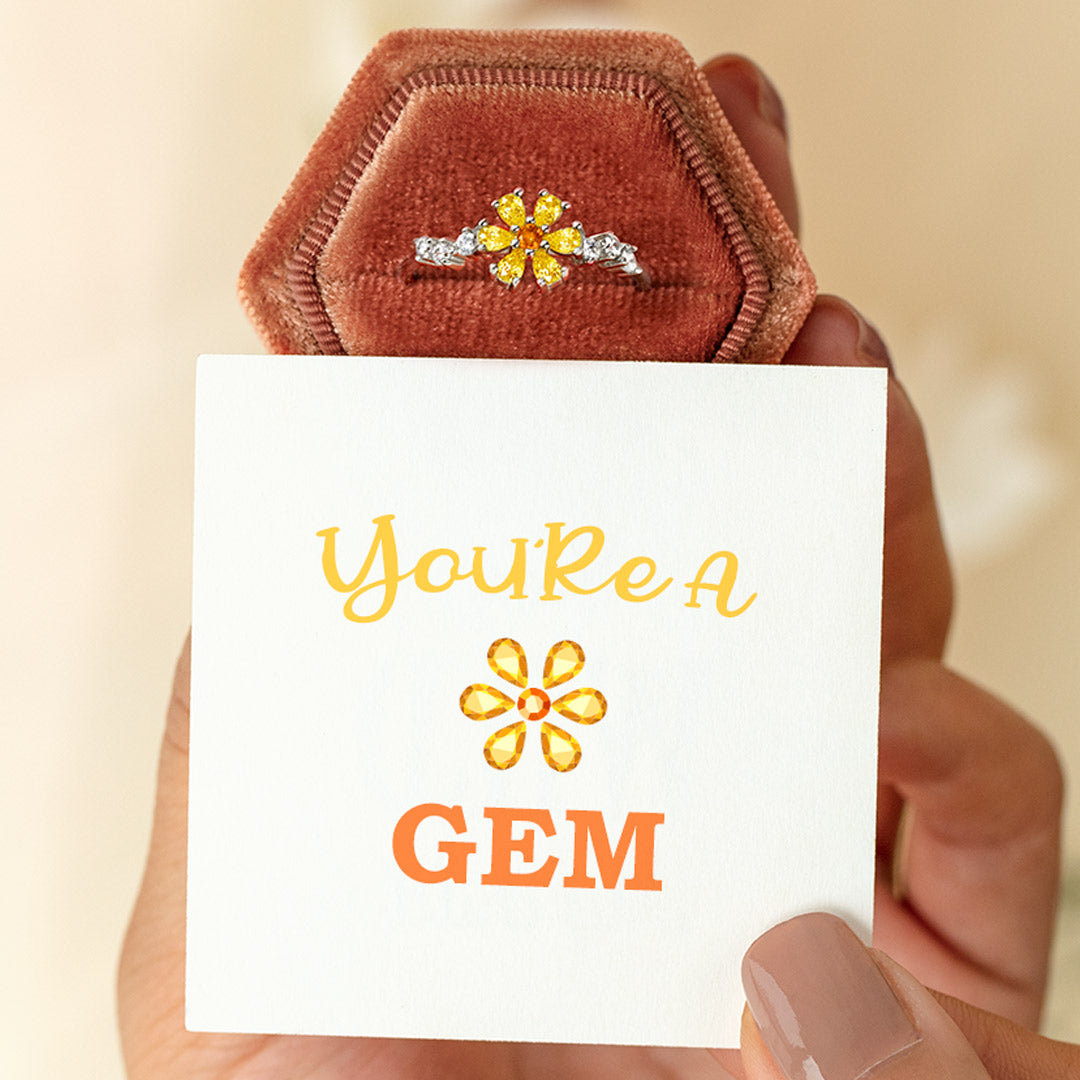 Hexagon Gem Flower Ring - You're A Gem