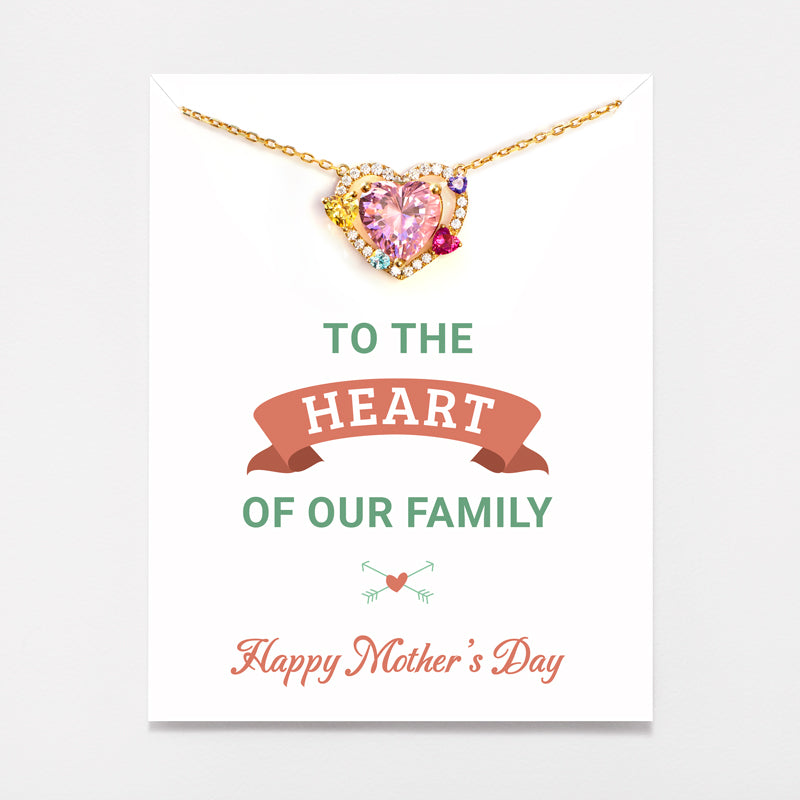 Mom & 1-6 Kids Birthstone Heart Necklace