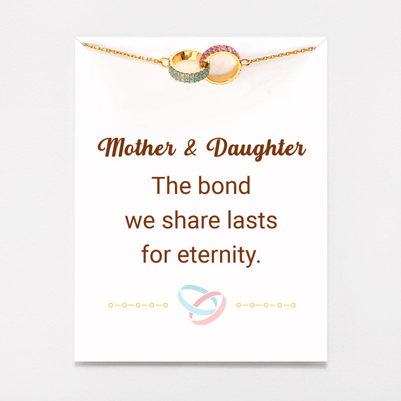 Mother And Daughter Bond Circle Birthstone Necklace