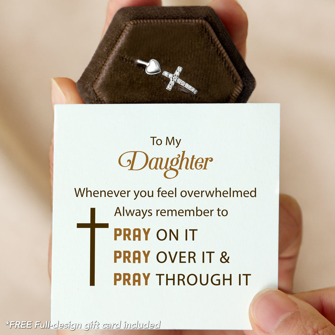 Cross & Heart Ring - To My Daughter Pray Through It