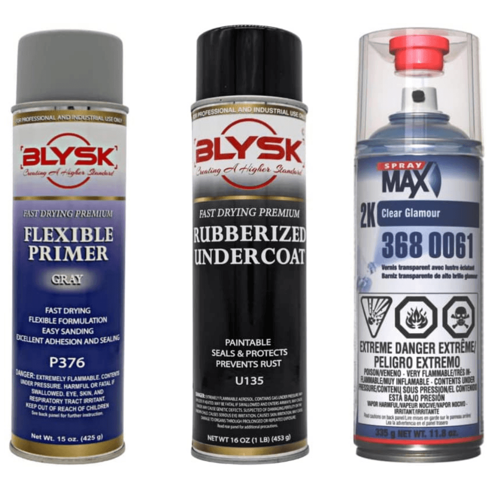 Blysk Bundle - Spray Max Clear Glamour, Prep Cleaner, Flexible Primer & Textured Coating (4)