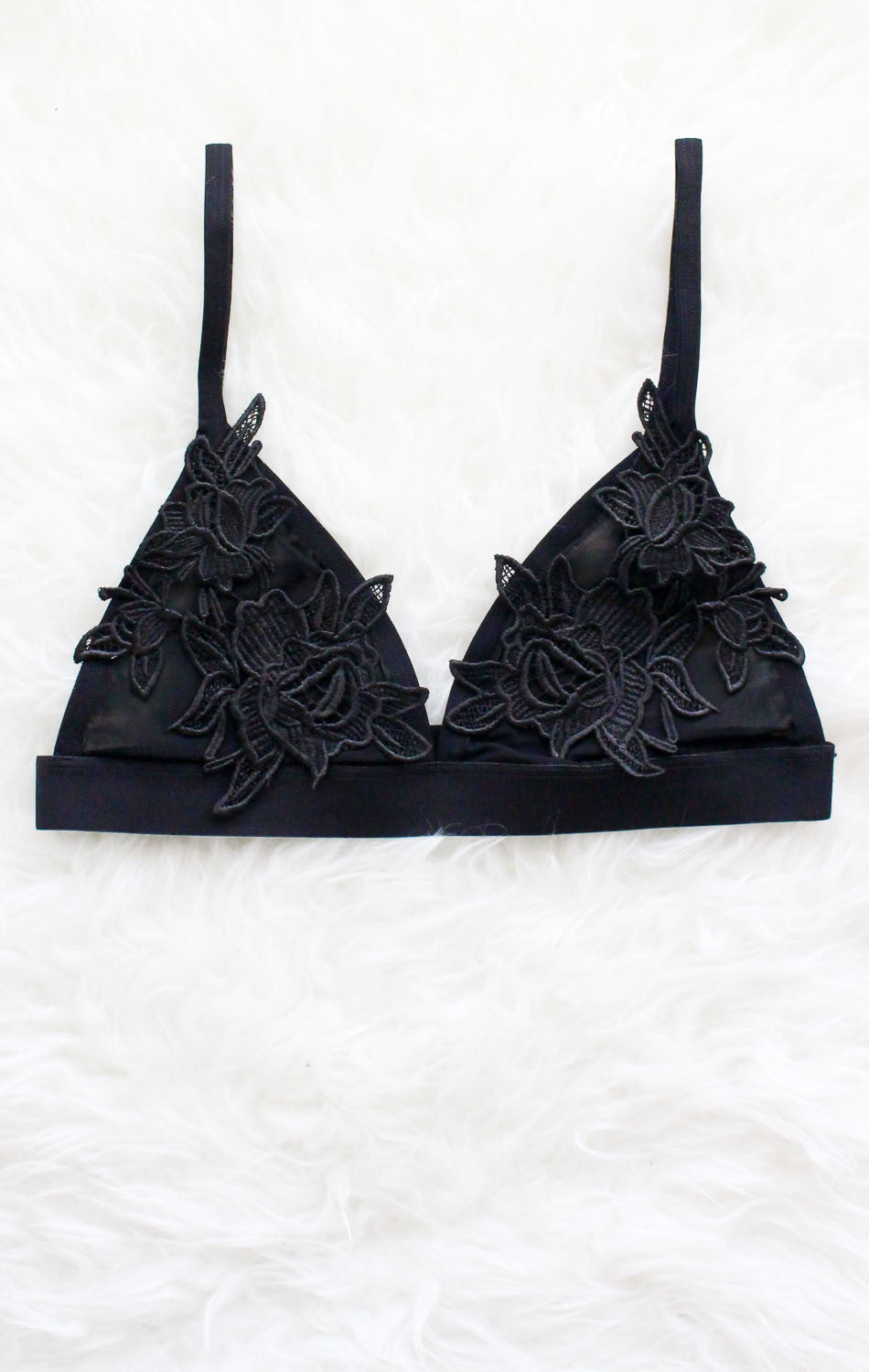 Floral Bralette - Black - NYCT Clothing