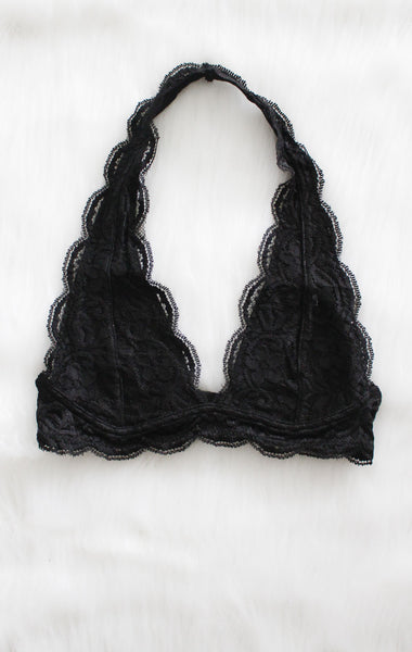 Lace Halter Bralette - Black - NYCT Clothing