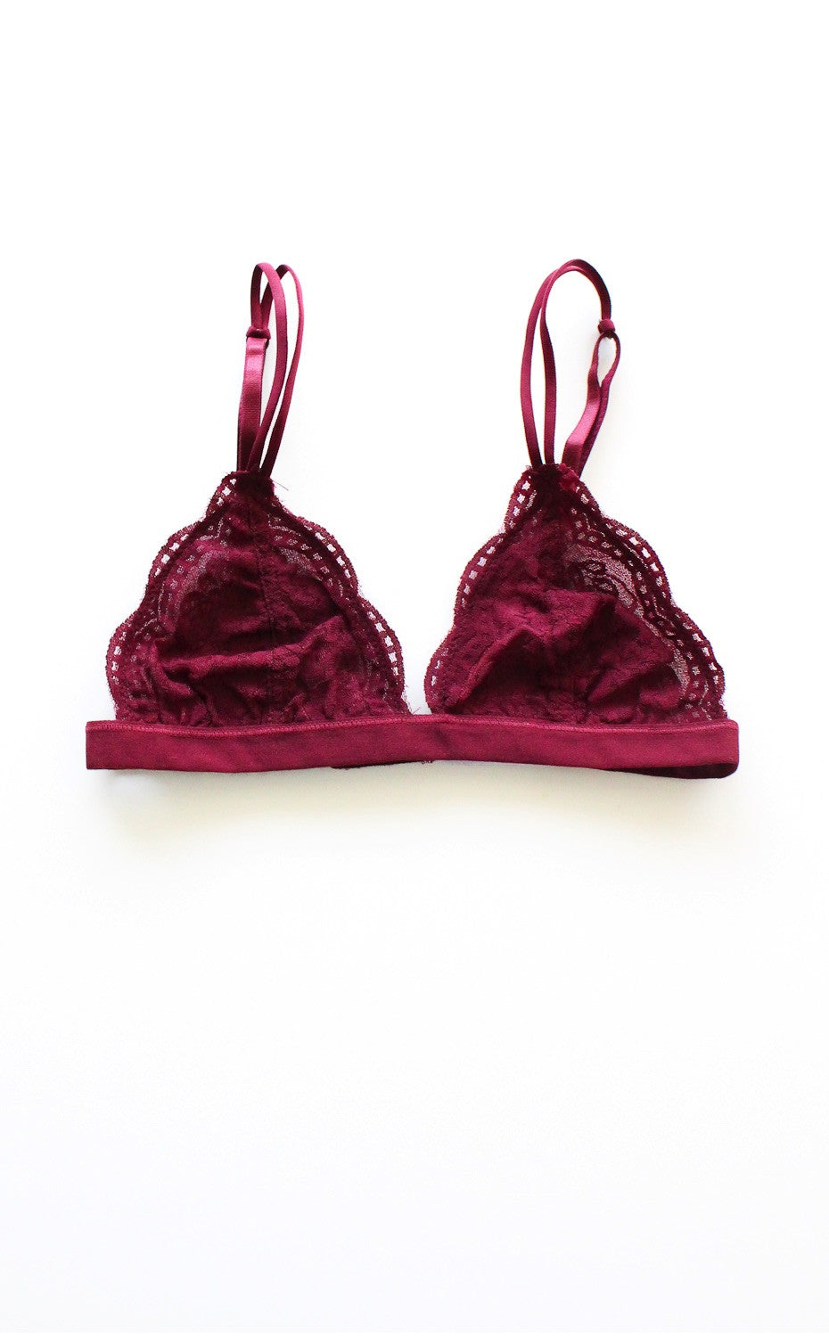 Burgundy Lace Triangle Bralette - NYCT Clothing