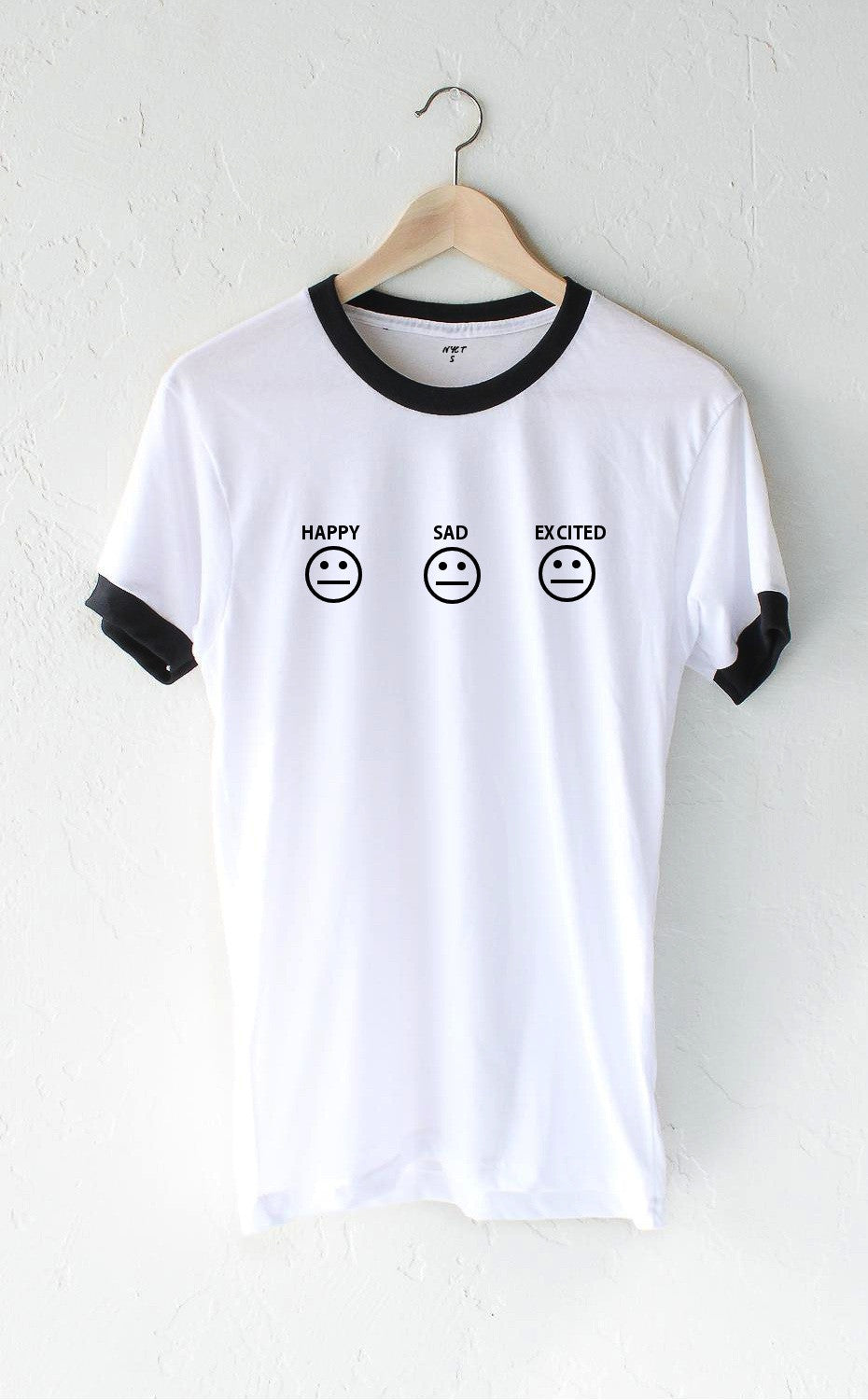 Happy Sad Excited Smiley Ringer Tee - NYCT Clothing