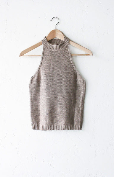 Knit Sleeveless High Neck Top - NYCT Clothing