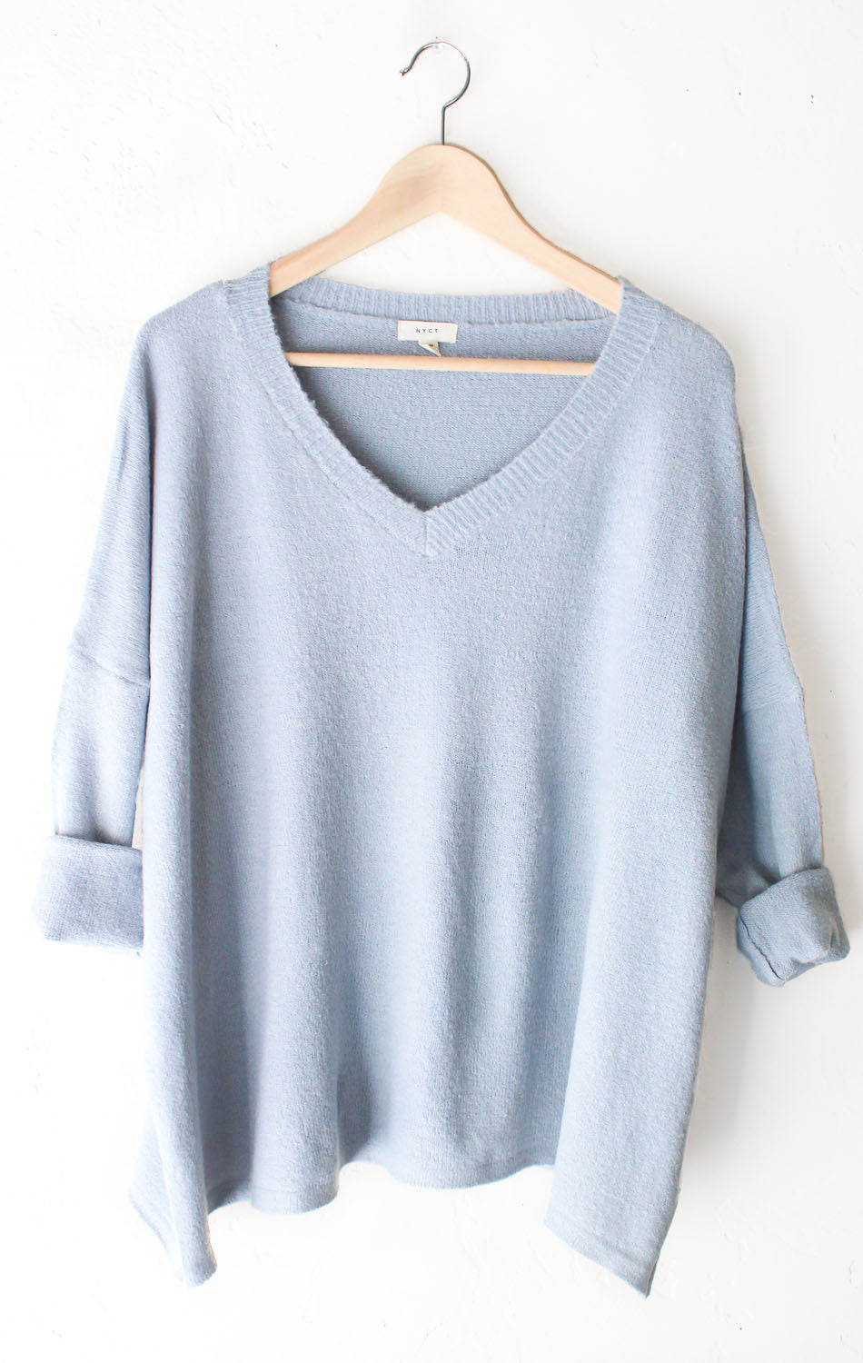 Oversized Knit Sweater - Dusty Blue - NYCT Clothing