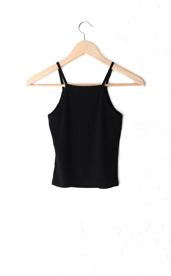 Ribbed Knit Cami Crop Top- Black - NYCT Clothing