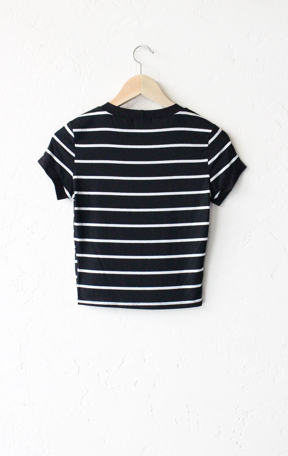 Striped Crop Tee - Black - NYCT Clothing