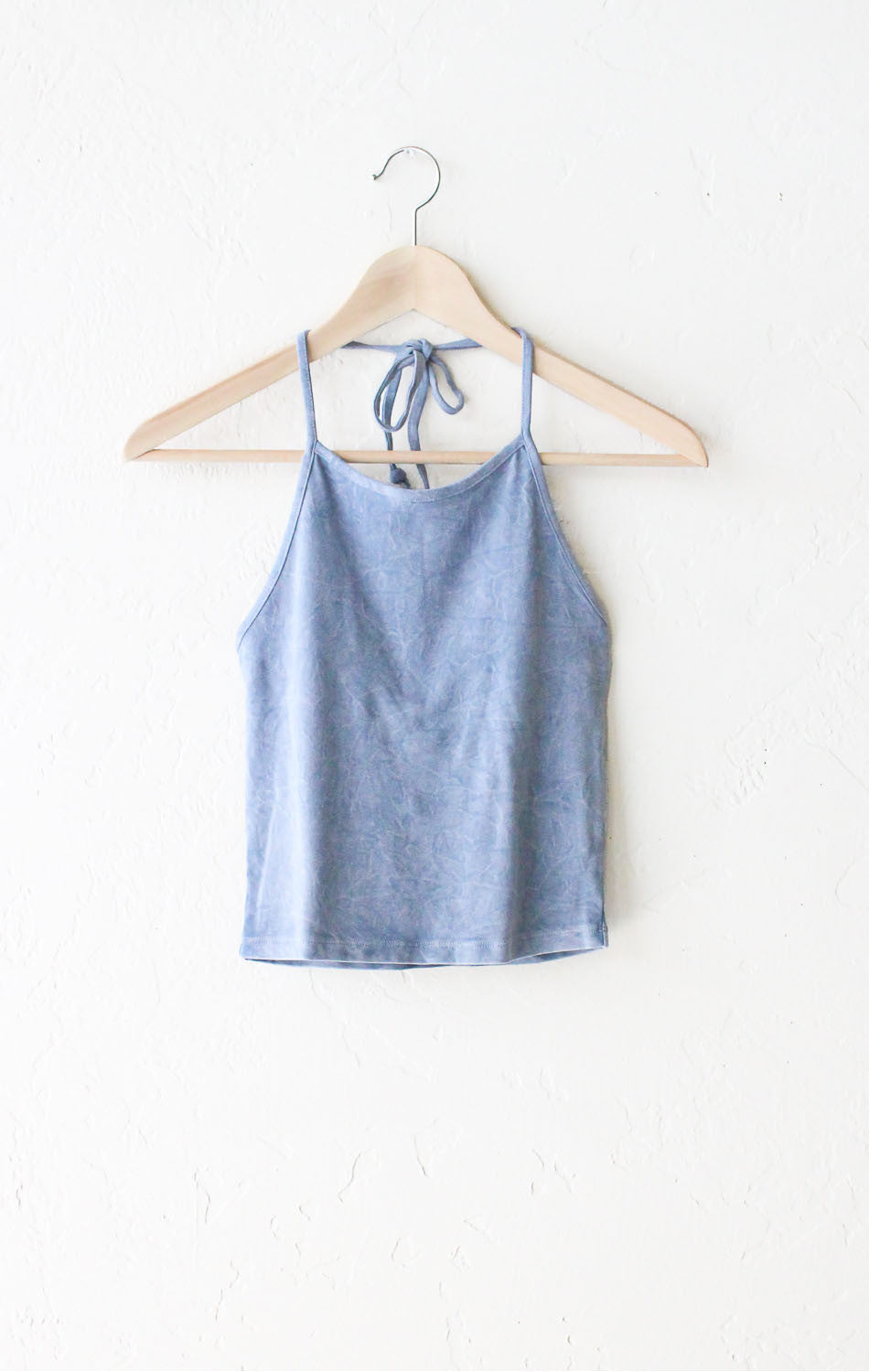 Dusty Blue Tie Dyed Halter Crop Top - NYCT CLOTHING