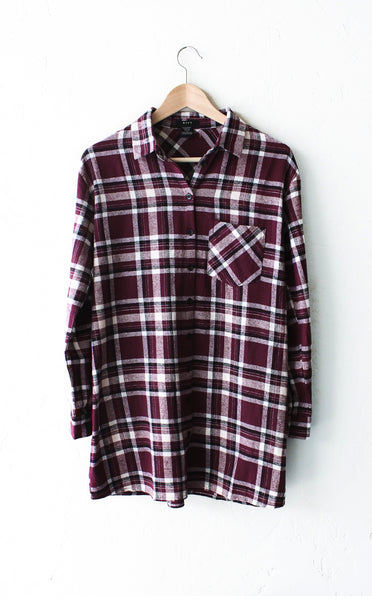 Oversized Plaid Flannel Shirt - NYCT Clothing
