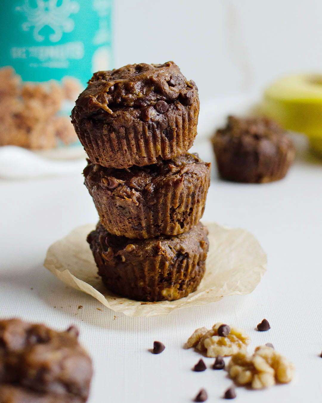 Banana Walnut Protein Muffins with Octonuts Walnut Protein Powder