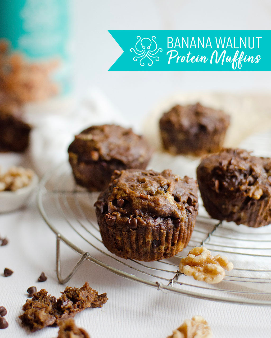 Gluten Free Banana Walnut Protein Muffins