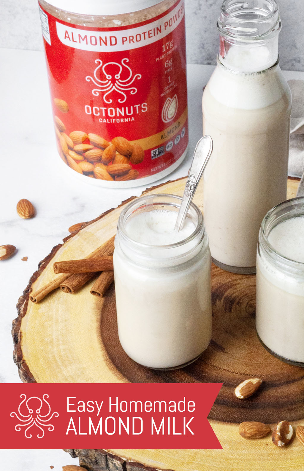 You won't believe how easy it is to make your own Almond Milk with Octonuts Almond Protein Powder