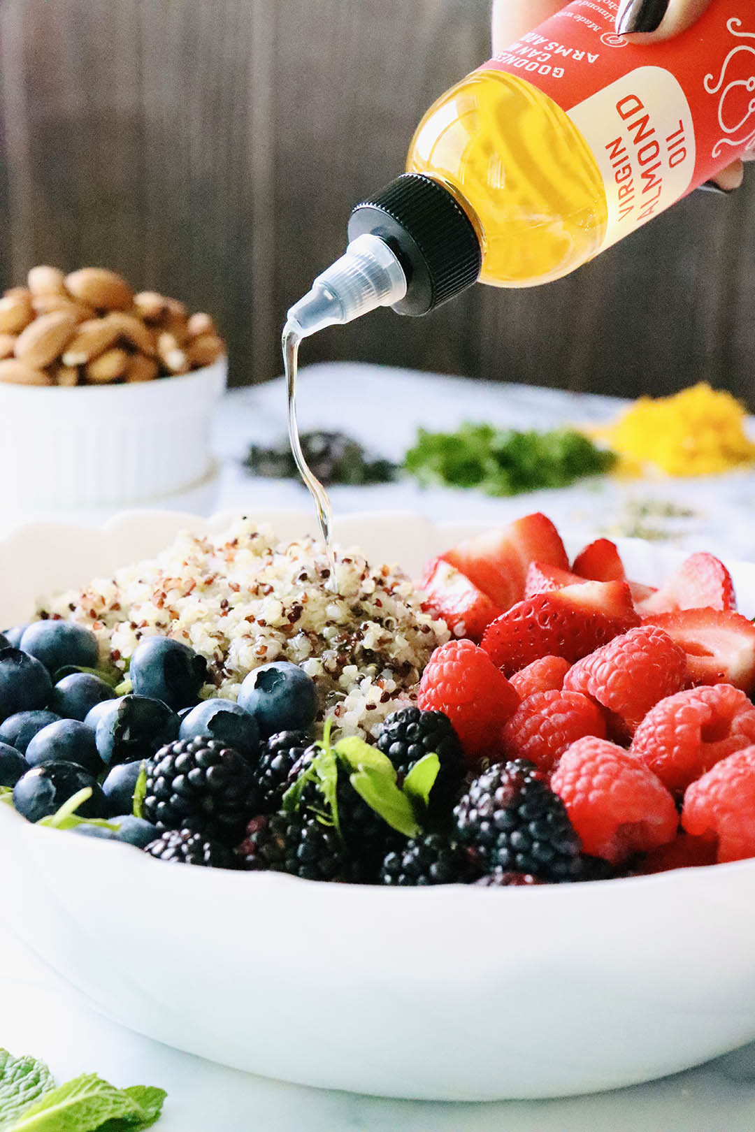 Berry Quinoa Salad with Octonuts Almond Oil Dressing