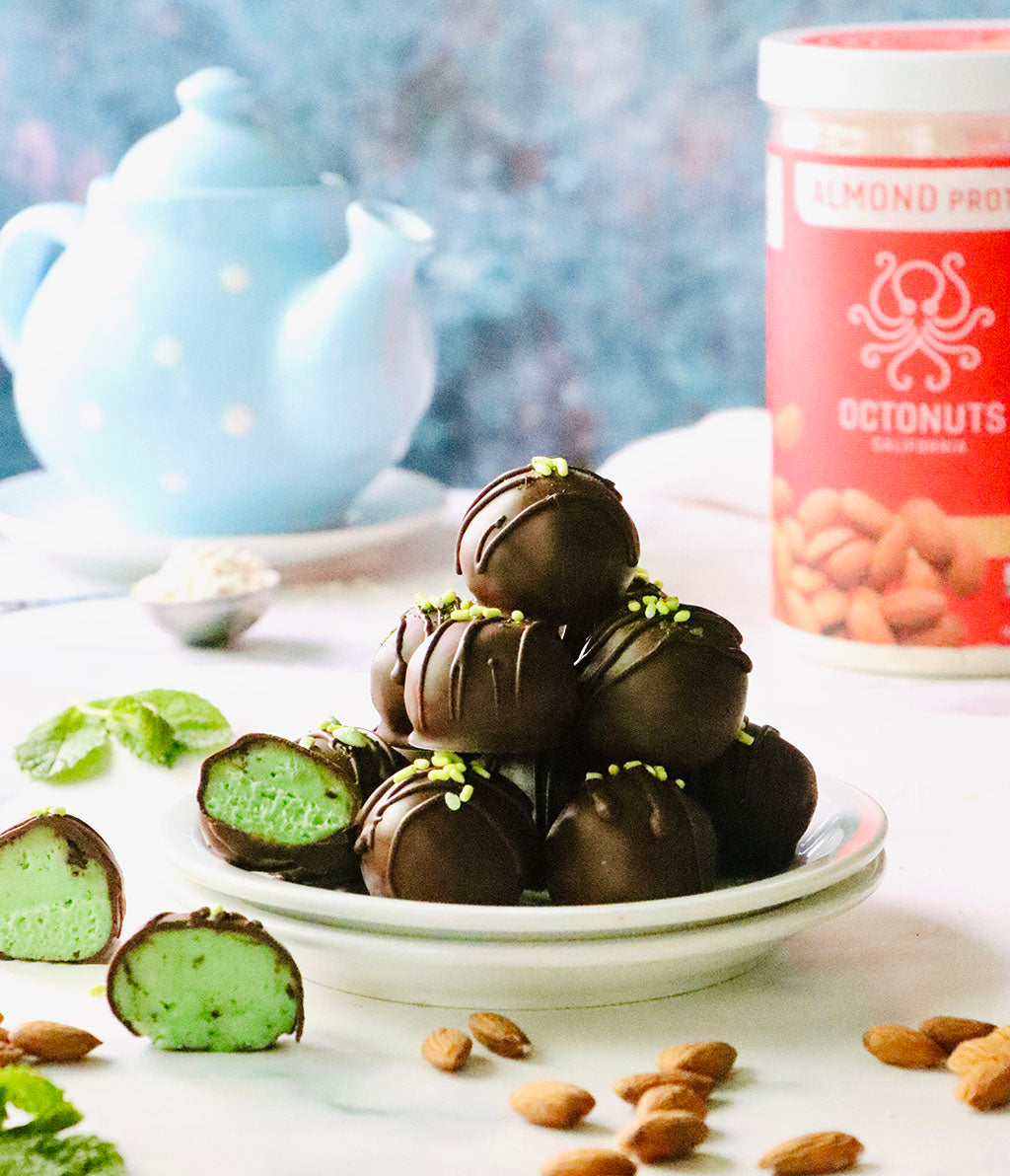 Dark Chocolate Mint Truffles with Octonuts Almond Protein Powder