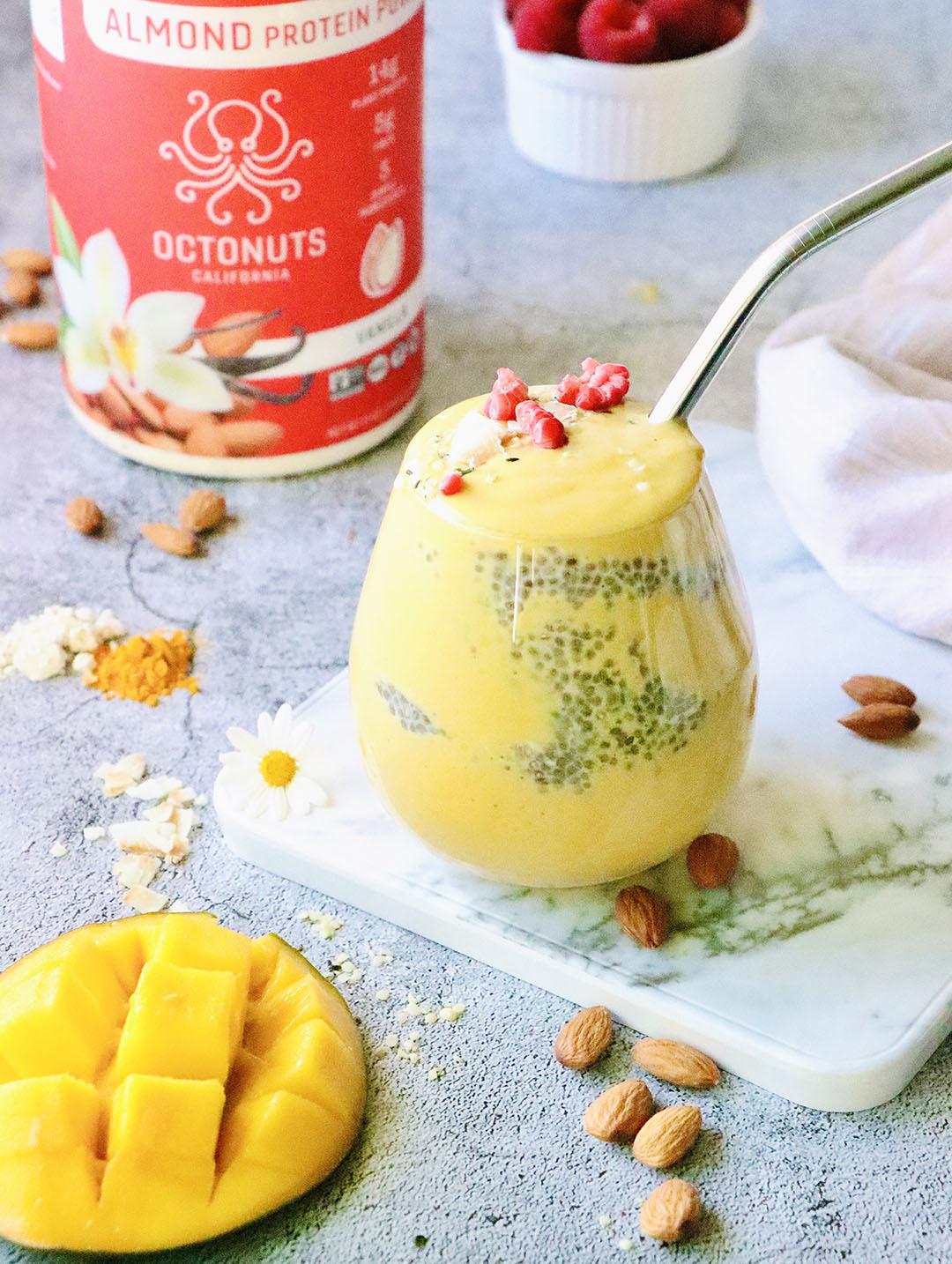 Mango Chia Smoothie with Octonuts Almond Protein Powder