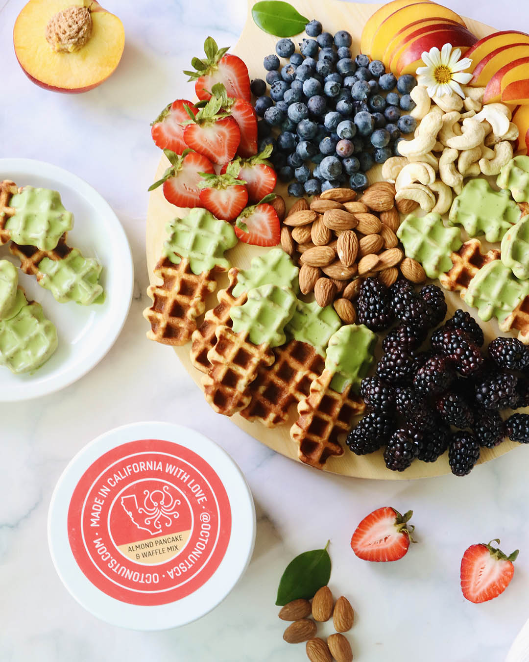 Paleo Waffle Sticks with Matcha White Chocolate Dipping Sauce