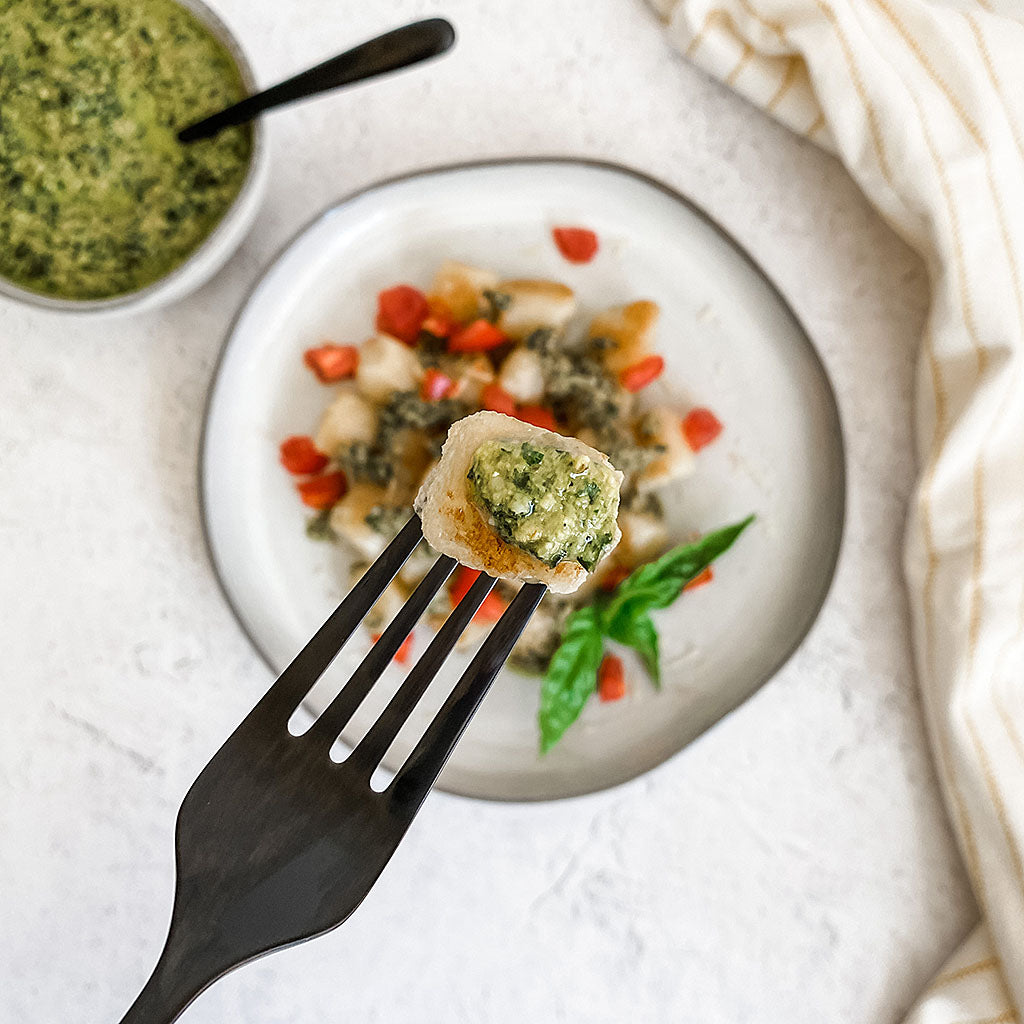 Walnut Basil Pesto & Trader Joe's Cauliflower Gnocchi