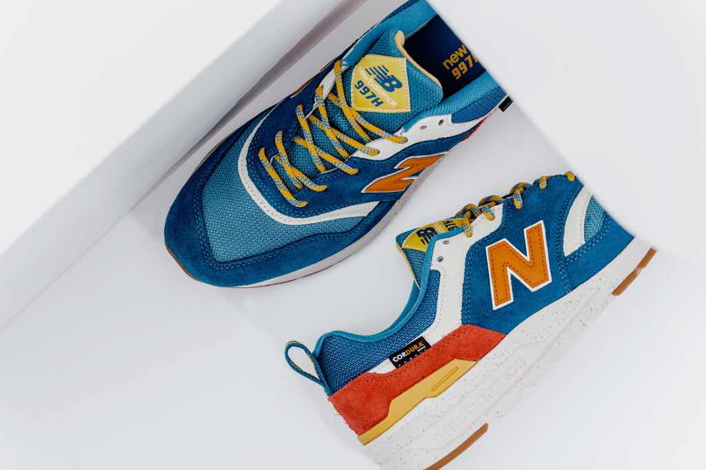 new balance 997h blue with varsity orange