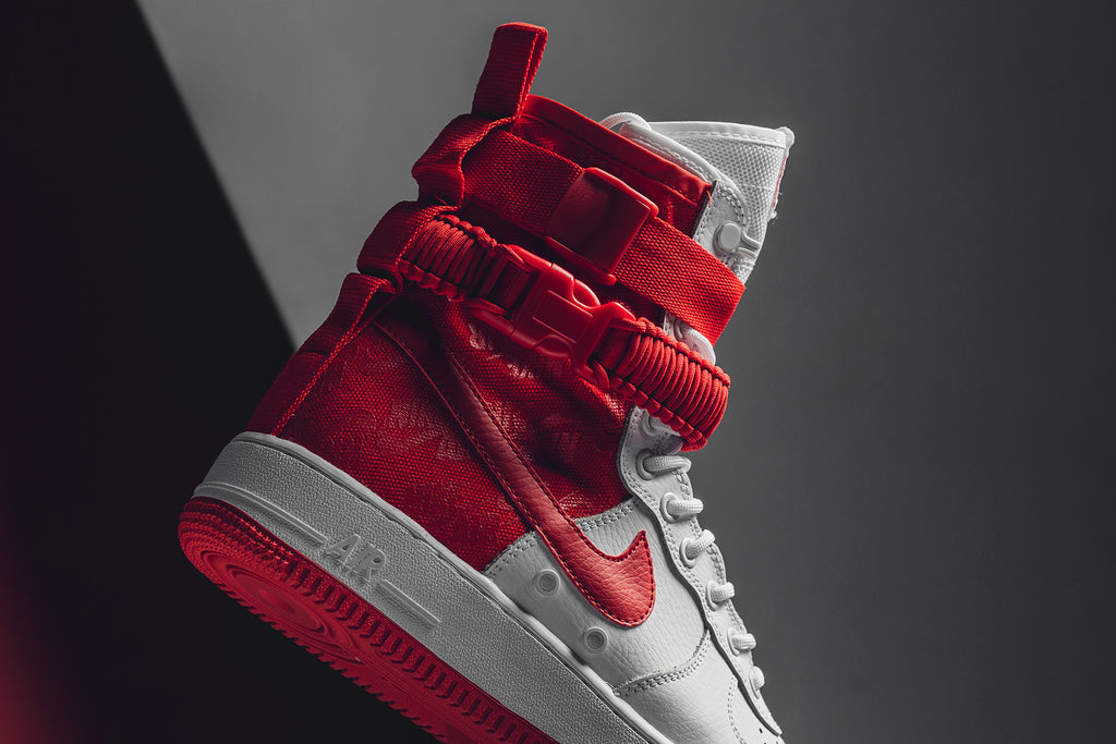 nike sf af1 high red and white