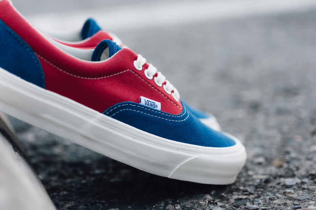 vans era blue and red