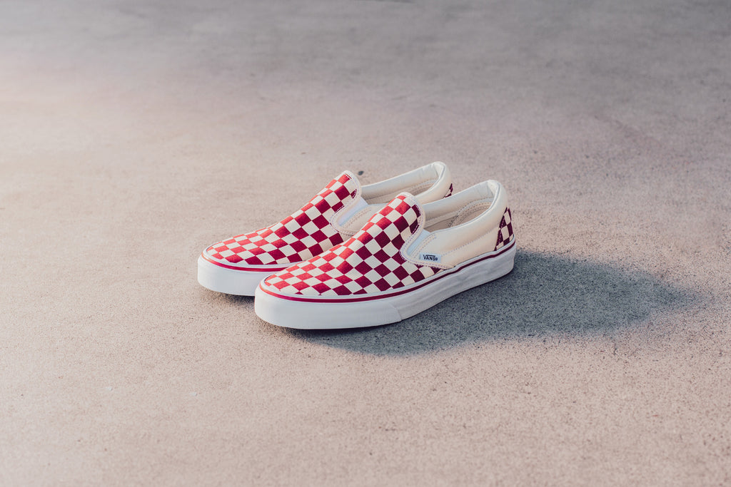 red and cream checkered vans