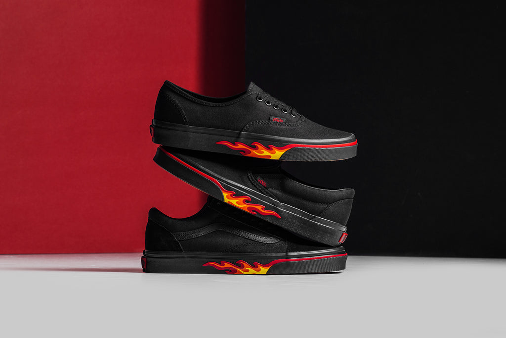 vans black flame wall