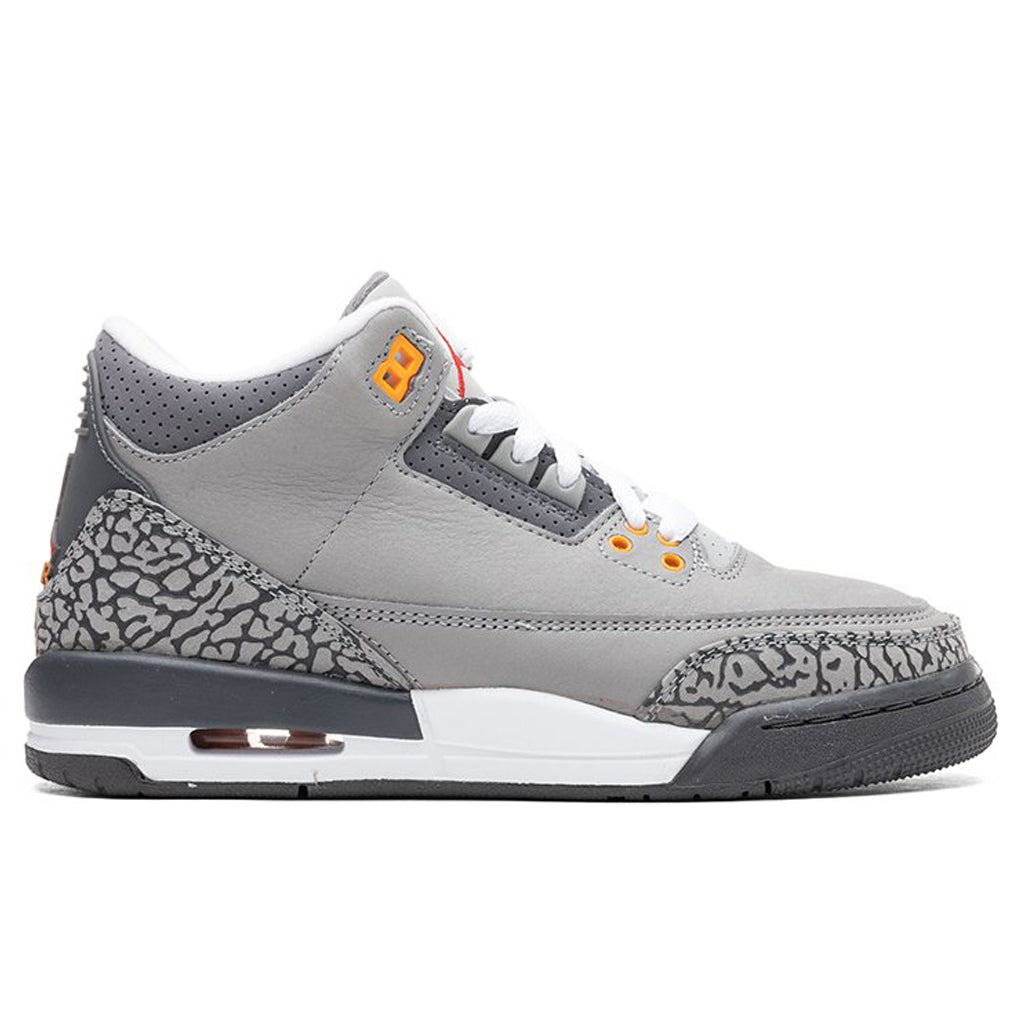 Air Jordan 3 Retro Gs Cool Grey Silver Sport Red Feature