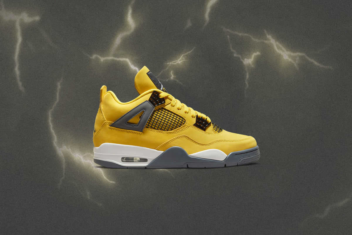 Air Jordan 4 Retro Lightning Tour Yellow Dark Blue Grey Feature