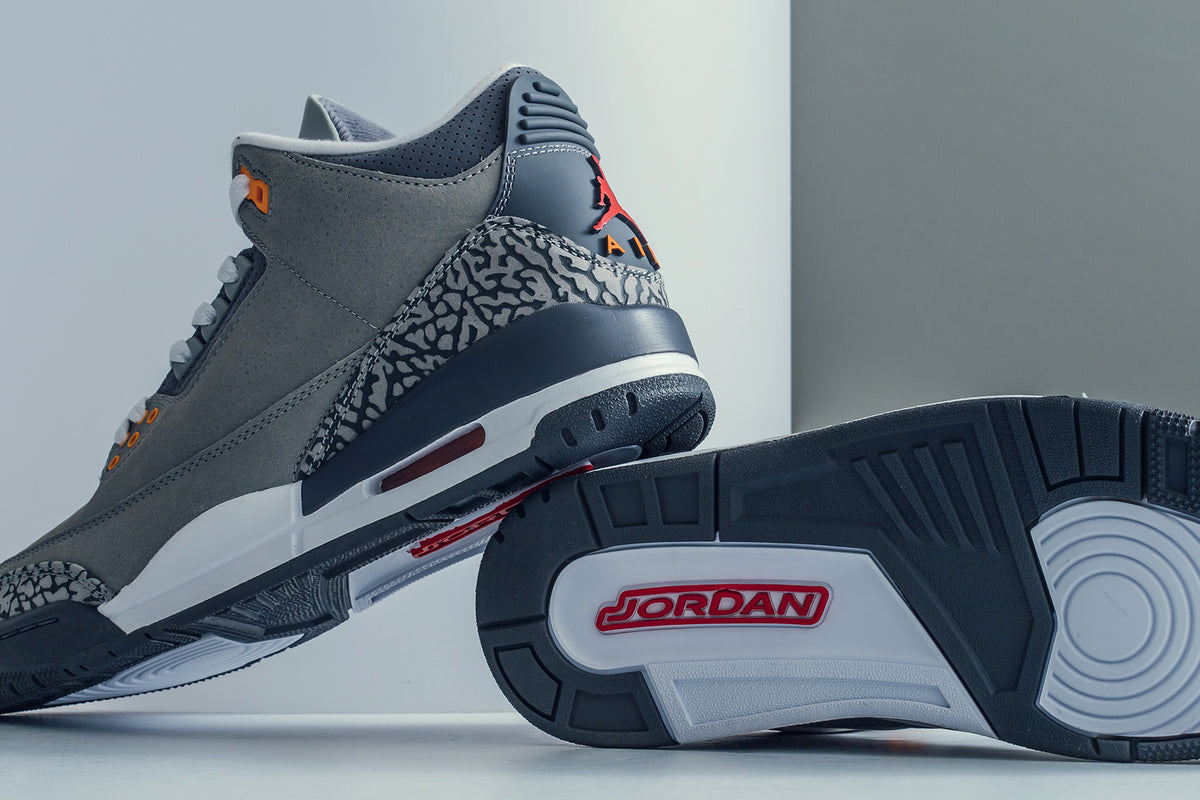 Air Jordan 3 Retro Cool Grey Shoes Silver Sport Red Feature