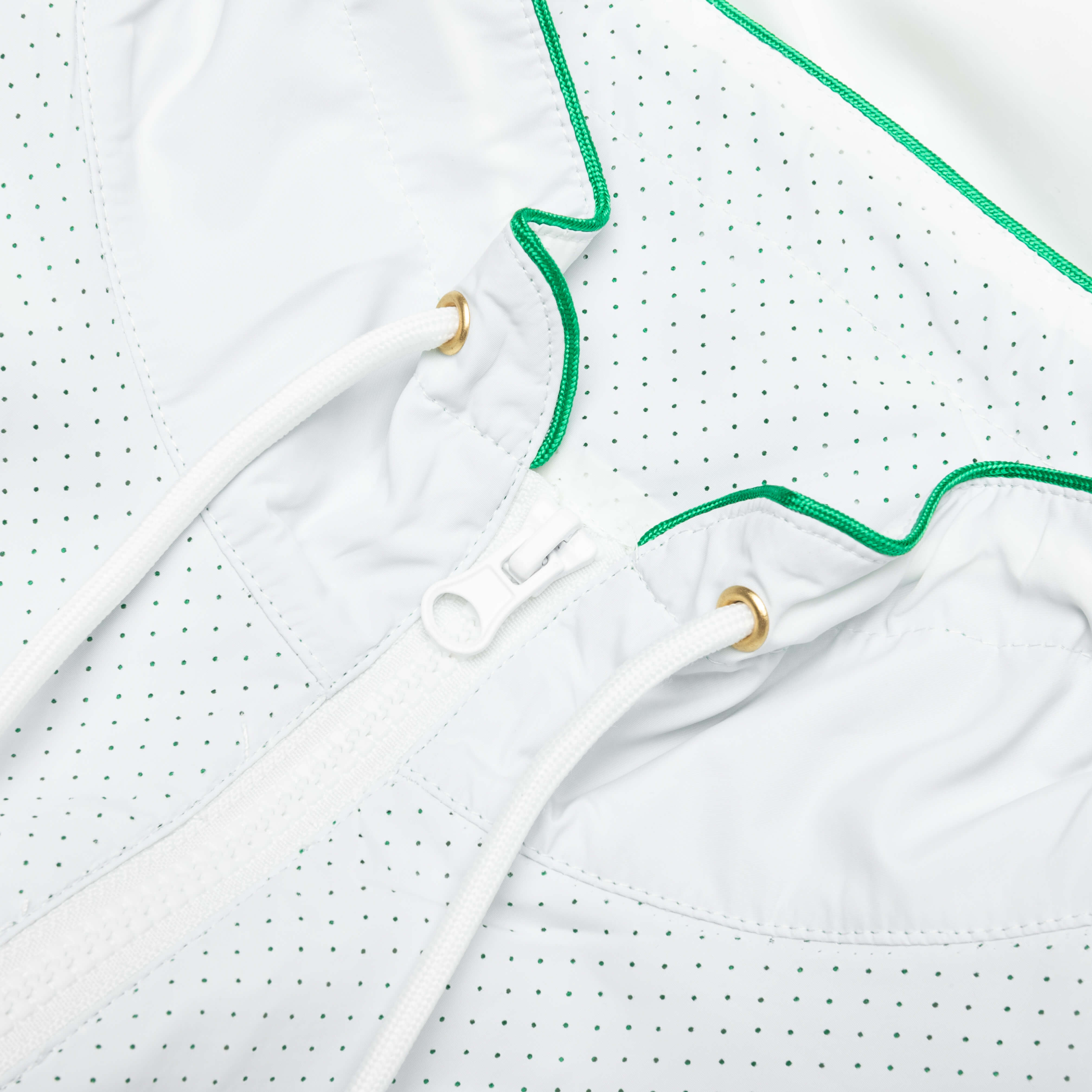 Perforated Layered Track Jacket - White/Green – Feature
