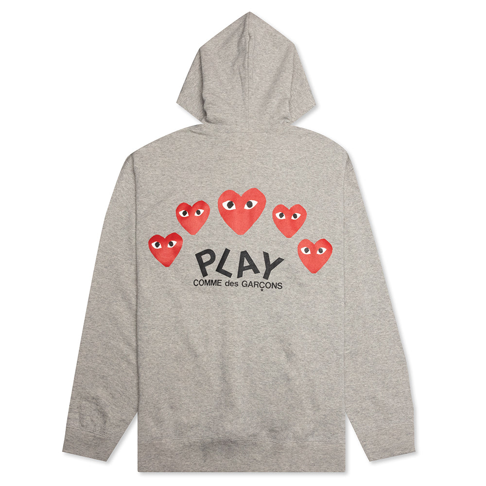Comme des Garcons PLAY Multi Heart Zip Hooded Sweatshirt - Grey – Feature