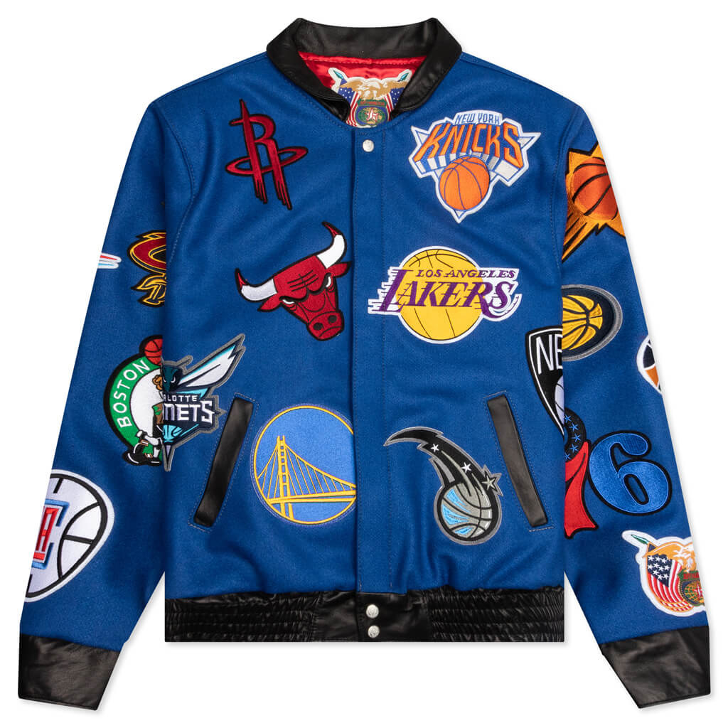 Jeff Hamilton NBA Collage Wool/Leather Jacket - Royal Blue – Feature